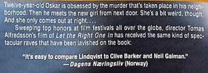 LET THE RIGHT ONE IN - John Ajvide Lindqvist