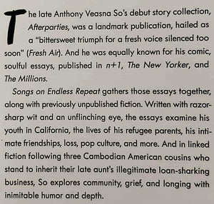 SONGS ON ENDLESS REPEAT - Anthony Veasna So, Jonathan Dee